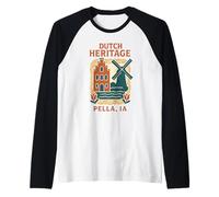Camisa Holandesa Heritage Pella Iowa Windmill Vintage Lace Art Camiseta Manga Raglan