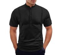 Camisa Hombre Algodon Camisetas Hombre Basica Moda Color Liso Primavera Verano para Perla Sarga Pequeña Manga Corta Camisa Medieval Entrenamiento