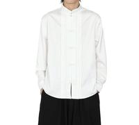 Camisa Hombre Camisa de Lino holgada Manga Larga Corte suelto Transpirable Elástico Camisas Cuello Alto Estilo Chino Botones Tradicionales Retro Chic Elegante Mediados De Gran Tamaño, blanco, 5X-Large