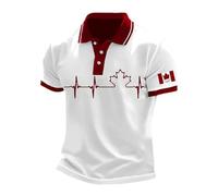 Camisa Hombre - Camisa Informal De Manga Corta con Estampado De Bandera De Canadá para Hombre Corte Ajustado Y Manga Corta (White XXXL)
