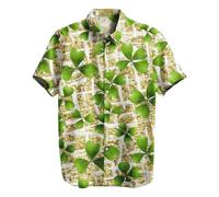 Camisa Hombre con Estampado Irlandés para Celebraciones. Camisa Manga Corta Casual con Motivos De Tréboles Y Tejido Ligero Que Garantiza Frescura Y Estilo para Fiestas del Día De San Patricio Más