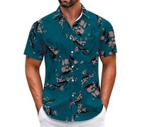 Camisa Hombre con Flores Tropicales, Manga Corta, Estilo Hawaiano Casual, Conjunto de Verano Diario para Playa