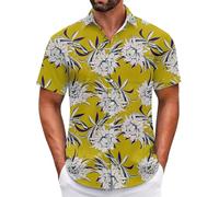 Camisa Hombre con Flores Tropicales, Manga Corta, Estilo Hawaiano Casual, Conjunto de Verano Diario para Playa
