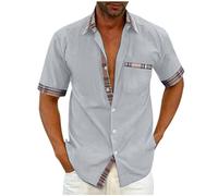 Camisa Hombre de Manga Corta Camiseta Casual Color sólido Verano Oficina Elegante Cuello en V Botones Moda Original T-Shirt Camisa Suelto Fiesta Tops tee Traje Talla Grande 2025