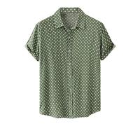 Camisa Hombre de Manga Corta Camiseta Estampado de Lunares Verano Casual Oficina Elegante Cuello en V Botones Moda Original T-Shirt Camisa Suelto Fiesta Tops tee Traje Talla Grande 2025