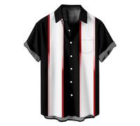 Camisa Hombre de Manga Corta Camiseta Patchwork Verano Oficina Elegante Cuello en V Casual Botones Moda Original T-Shirt Camisa Suelto Fiesta Tops tee Traje Talla Grande 2025