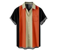 Camisa Hombre de Manga Corta Camiseta Patchwork Verano Oficina Elegante Cuello en V Casual Botones Moda Original T-Shirt Camisa Suelto Fiesta Tops tee Traje Talla Grande 2025