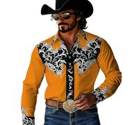 Camisa Hombre Denim Lavado Estampado Clásico Manga Larga Botonadura Frontal Corte Retro Confortable Y Elegante Ideal para Uso Cotidiano Camisa Casual Hombre Manga Larga Vaquera