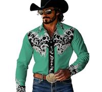 Camisa Hombre Denim Lavado Estampado Clásico Manga Larga Botonadura Frontal Corte Retro Confortable Y Elegante Ideal para Uso Cotidiano Camisa Casual Hombre Manga Larga Vaquera