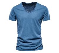 Camisa Hombre Deporte Camiseta Hombre Manga Corta Parte Superior Moda Informal Color Liso Cuello En V Manga Corta para True Classic T-Shirt Running
