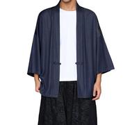 Camisa Hombre Estilo Asiático Capa Chaqueta Abierta. Camisa De Lino Fino De Verano con Mangas Siete Octavos Cuello Redondo Y Botones Frontales Ideal para Looks Zen Ropa Meditación Y Días Cálidos