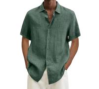 Camisa Hombre Hawaiana Camiseta Hombre Oversize Color Liso Hawaii Verano para Manga Corta Doble Bolsillo Cuello hacia Abajo Botón True Classic T-Shirt Running