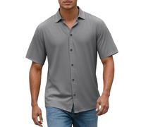 Camisa Hombre Manga Corta Camisa Lino Hombre Camisas Larga Camisetas Blanca De Flores Antiarrugas con Bolsillo Traje Verano Camiseta Cuello Pico Pack Roja Slim Fit Americana Casual Bowling Shirt 3XL