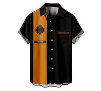 Camisa Hombre Manga Corta Camisas Hawaiana Casual Lino Camisa Suelta Funky de Verano 2024 Camisas de Color Sólido con Botónes Elegante Informales Shirt Ropa Hombre (Negro,L)