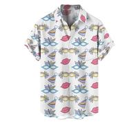 Camisa Hombre Manga Corta Camiseta Deportiva Hombre Cuello Reverso Chic Impreso Corte Holgado Blusa Casual Cómodo Versátil Superior Clásicos Carnaval Impreso Fete Polo, blanco, 3XL