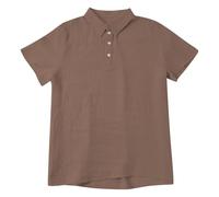 Camisa Hombre Manga Corta Gran Tamaño - Camisa Hombre Cuello Rabattu Camisa Casual Tops Slim Fit Camiseta Oversize Cómodo Tops Sólido Blusa Deportiva Tops Top Botón Y Rayas Tops, marrón, 4XL