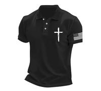 Camisa Hombre Manga Corta Patrón - Polo Hombre Deportivo Transpirable Camisa Rerto Vintage Polo Casual Camisa Cuello Rabatito Camiseta De Gran Tamaño Tops Moda Verano Tops Leger Confort Huats, Negro