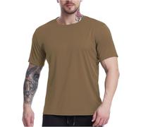 Camisa Hombre Manga Corta Transpirable Slim Fit Camiseta Manga Corta Gym Lisas Tshirt Homem Café Ropa de Trabajo para Camisetas Gym Hombre Chollos Ultima Hora Ofertas Flash Café L