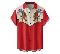 Camisa Hombre Manga Corta Verano para Fiesta 4 De Julio Estampado Patriótico Corte Regular Playera Botonadura Frontal Tejido Fresco Camisa Casual Hombre Manga Corta