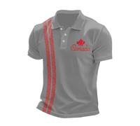 Camisa Hombre Manga Larga - Camisa De Manga Corta con Estampado De Bandera De Canadá para Hombre Estilo Casual Ajustada Y con Cremallera (Grey XL)