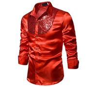 Camisa Hombre Manga Larga Camisa Fiesta Hombre Traje Nochevieja Leopardo Roja Plancha Camisas Chorreras Morada Hippie Cuello Mao Disfraz Arabe sobre Hombres Negra Algodón Ballenas Granate XXXXL Rosa