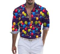 Camisa Hombre Manga Larga, Camiseta Deportiva Hombre Chic para Estilo Martes con Números Impresos 3D Y Solapa Atrapada, morado, XL