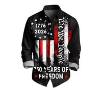 Camisa Hombre Manga Larga Estampado Aniversario 250 Años Botones Casual Superior con Patrones Elegantes para Fiestas Y Diario Camisa Conmemorativa