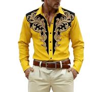 Camisa Hombre Manga Larga Estampado Temático Vaquero del Oeste Y Caballeros Medievales Botones Frontales para Fiestas Y Uso Diario Camisa Única