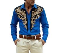 Camisa Hombre Manga Larga Estampado Temático Vaquero del Oeste Y Caballeros Medievales Botones Frontales para Fiestas Y Uso Diario Camisa Única