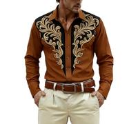 Camisa Hombre Manga Larga Estampado Temático Vaquero del Oeste Y Caballeros Medievales Botones Frontales para Fiestas Y Uso Diario Camisa Única