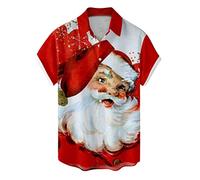 Camisa Hombre Navidad Camisas FEA -Camiseta de Manga Corta con Solapa Y Botón de Impresión Digital 3D de Regalo de para (H M)