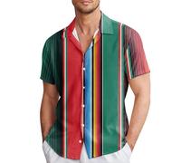 Camisa Hombre Primavera Y Verano Estilo Camisas De Un Pecho Solapa Informal Estampado Completo Playa Manga Corta Vacaciones Camisas De Vacaciones Al Libre (Green, XXXL)