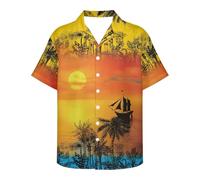 Camisa Hombre Slim Fit, Camisas de Hombre,Casual de Verano con Estampado y Botones Corte Regular Ideal para Uso en la Playa