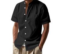 Camisa Hombre Slim Fit, Camisas de Hombre,Informal de Lino con Manga Corta y Botones diseño Holgado y Transpirable para Elegancia y Confort en Ocasiones diarias