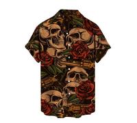 Camisa Hombre Slim Fit, Camisas de Hombre,Informal Holgada de Verano con Estampado para Uso Diario en Playa y con Shorts en Tela cómoda Transpirable