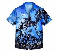 Camisa Hombre Slim Fit, Camisas Hombre Casual,de Verano con Estampado y Botones Manga Corte Ideal para Uso en la Playa