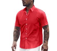 Camisa Hombre Slim Fit, Camisas Hombre Casual,de Vestir con Corte Ajustado y Manga Corta en Tejido Transpirable de