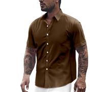 Camisa Hombre Slim Fit, Camisas Hombre Casual,de Vestir con Corte Ajustado y Manga Corta en Tejido Transpirable de