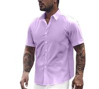 Camisa Hombre Slim Fit, Camisas Hombre Casual,de Vestir con Corte Ajustado y Manga Corta en Tejido Transpirable de