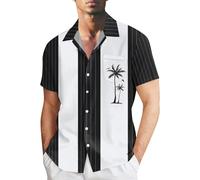 Camisa Hombre Verano Casual Playa Frente al Mar Digital 3D Impreso Cuello Reverso Botones Manga Corta, blanco, XL