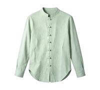 Camisa Hombre Verano,Chaqueta Informal de Manga Larga con Cuello Alto y Botones de Nudo Chino para