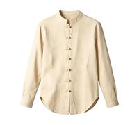 Camisa Hombre Verano,Chaqueta Informal de Manga Larga con Cuello Alto y Botones de Nudo Chino para