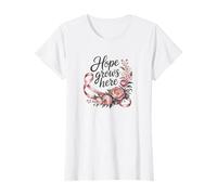 Camisa Hope Grows Here - Camiseta Floral para concienciación sobre el cáncer de Mama Camiseta