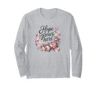 Camisa Hope Grows Here - Camiseta Floral para concienciación sobre el cáncer de Mama Manga Larga