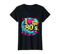 Camisa I Love The 80s para Hombre y Mujer, Disfraz de Fiesta Vintage de los años 80 Camiseta gráfica económica, Mujer, Negro, XS