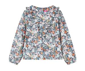 Camisa Infantil de Manga Larga con Estampado Floral Ropa Niños Azul Oscuro 128