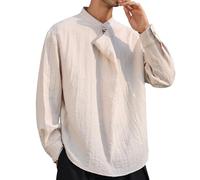 Camisa informal de manga corta 2026 hecha de mezcla de lino transpirable con ajuste holgado y camiseta de verano suave y perfecta para cada día., Blanco, 4XL