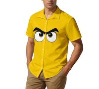 Camisa Informal de Manga Corta con Estampados gráficos para Hombre Prenda versátil de Uso Diario y Actividades al Libre en Cualquier época del año (Yellow, M)
