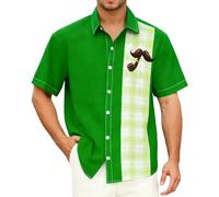 Camisa Informal de Manga Corta para Hombre con Diseño Festivo del Día de San Patricio y Estilo Casual Diario (Dark Green, XL)