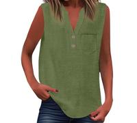 Camisa Informal de Mujer con Botones Sueltos, Cuello y Mangas Color Liso Camiseta Encaje Blusas De Tirantes Body Mujer Elegante Plus Size Cami Tops Rockera Sexy Womens Tunic UK Talla